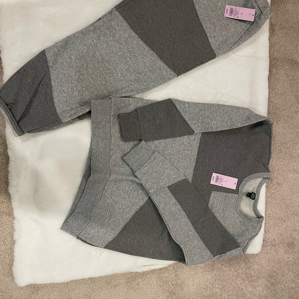 Wild Fable grey color block sweatsuit